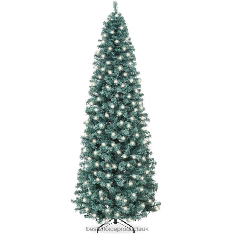 Seasonal Best Choice ProductsPre-Lit Blue Spruce Pencil Christmas Tree w/ Metal Base, Incandescent Lights N62R203 Beauty
