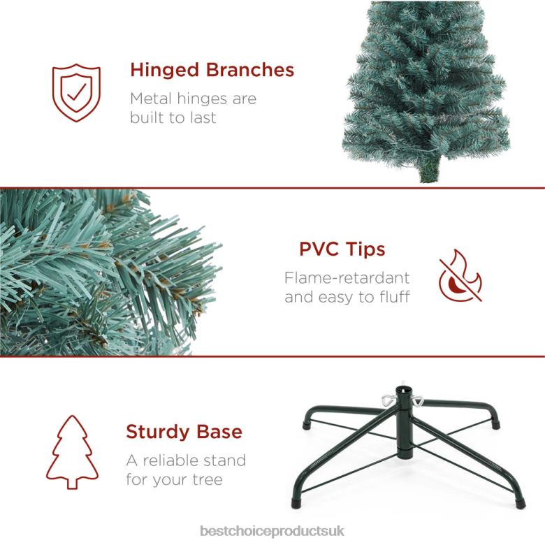 Seasonal Best Choice ProductsPre-Lit Blue Spruce Pencil Christmas Tree w/ Metal Base, Incandescent Lights N62R203 Beauty