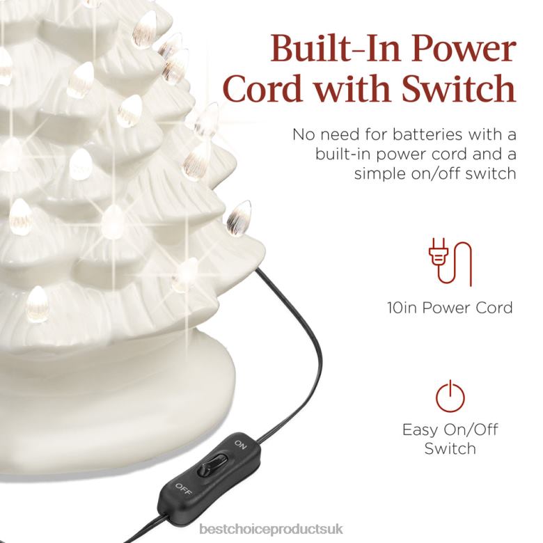 Seasonal Best Choice ProductsPre-Lit Ceramic Tabletop Christmas Tree with Lights- 15in N62R215 White w/ Warm White Lights