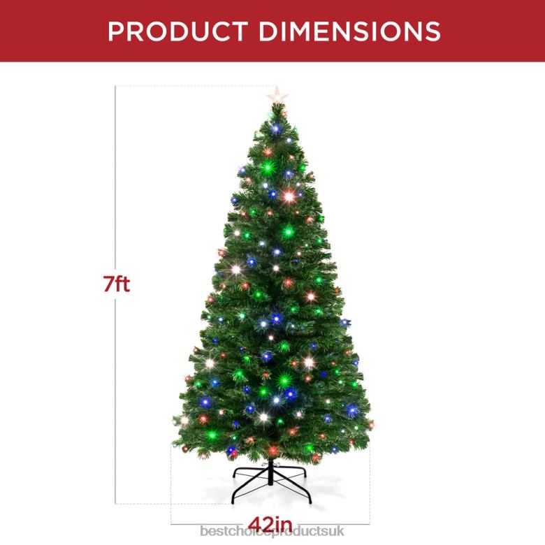 Seasonal Best Choice ProductsPre-Lit Fiber Optic Pine Christmas Tree w/ Multicolor & LED Lights N62R100 Beauty