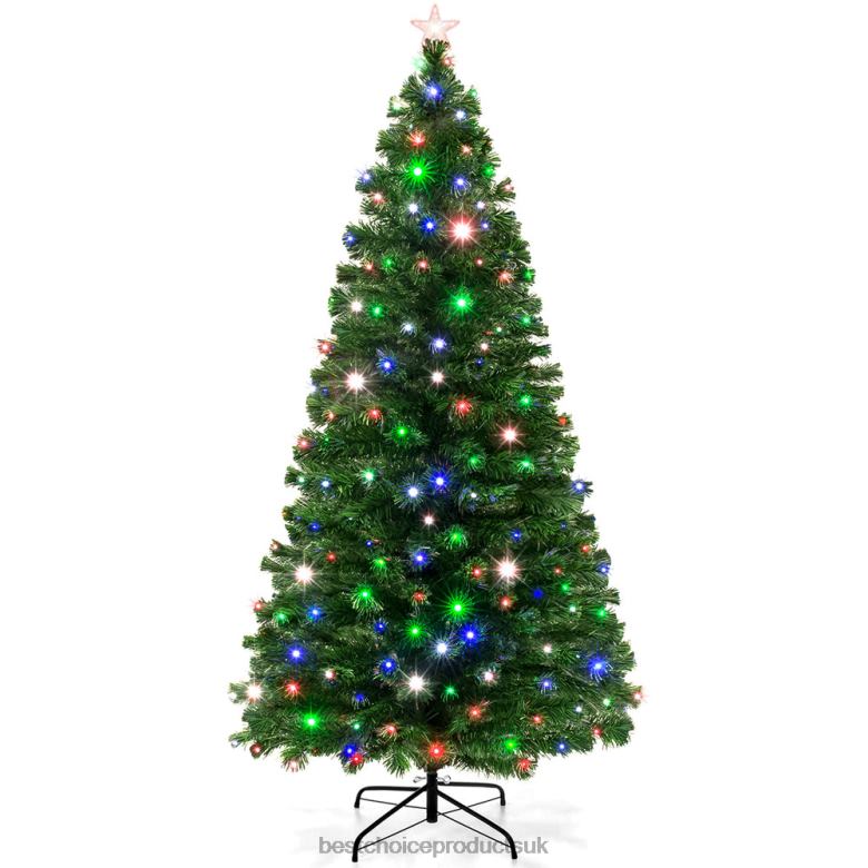 Seasonal Best Choice ProductsPre-Lit Fiber Optic Pine Christmas Tree w/ Multicolor & LED Lights N62R101 Beauty
