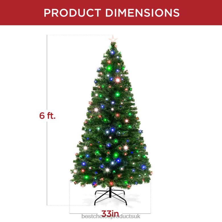 Seasonal Best Choice ProductsPre-Lit Fiber Optic Pine Christmas Tree w/ Multicolor & LED Lights N62R99 Beauty