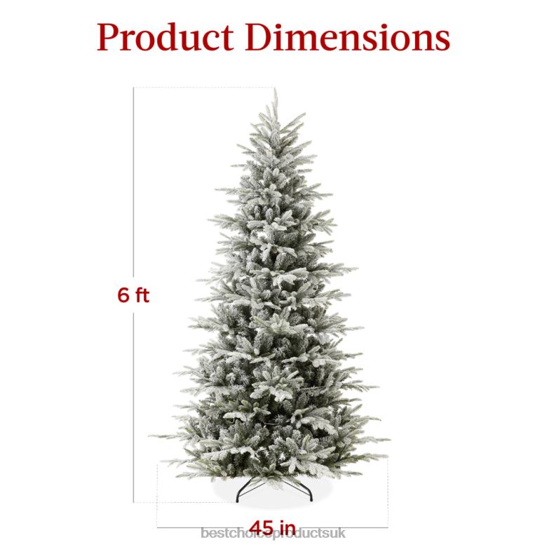Seasonal Best Choice ProductsPre-Lit Flocked Artificial Aspen Noble Fir Christmas Tree N62R58 Metal Stand