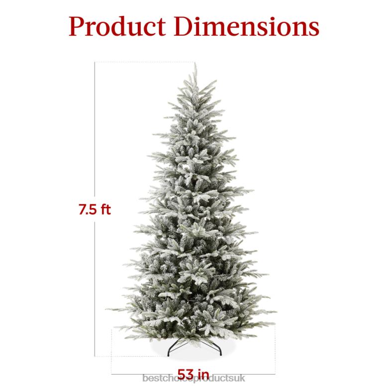 Seasonal Best Choice ProductsPre-Lit Flocked Artificial Aspen Noble Fir Christmas Tree N62R59 Metal Stand