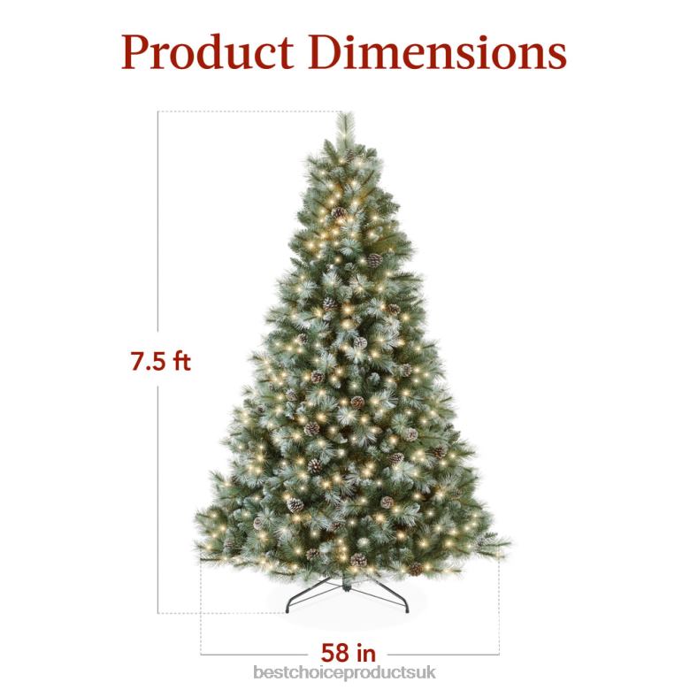 Seasonal Best Choice ProductsPre-Lit Frosted Artificial Scotch Pine Christmas Tree N62R234 Metal Stand