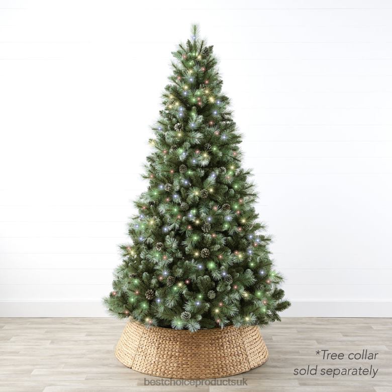 Seasonal Best Choice ProductsPre-Lit Frosted Artificial Scotch Pine Christmas Tree N62R235 Metal Stand