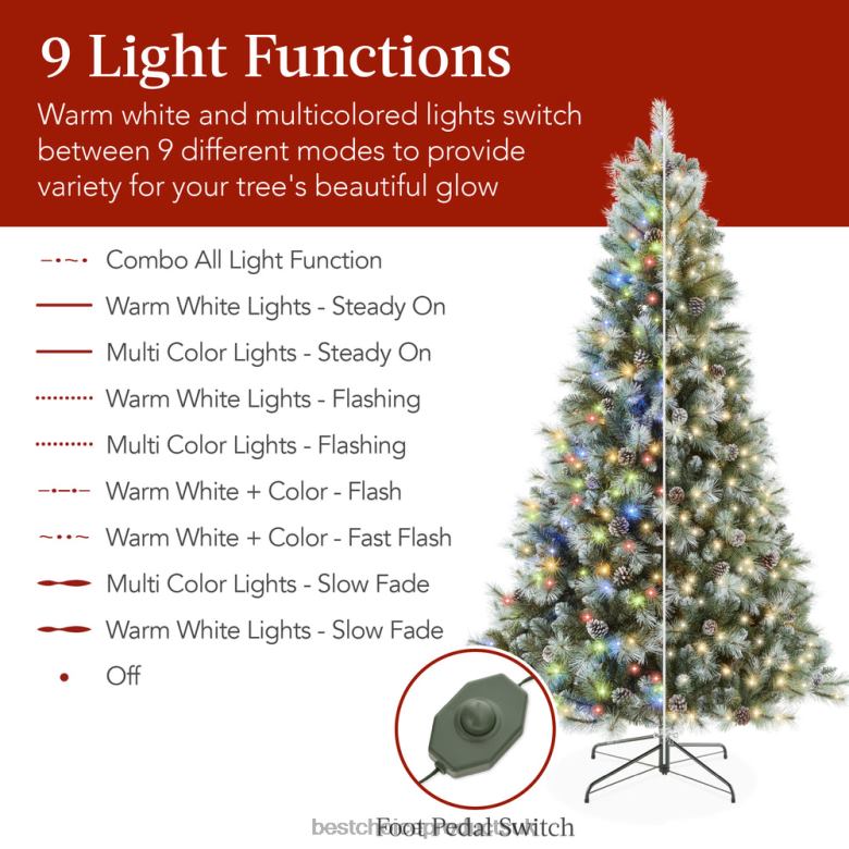 Seasonal Best Choice ProductsPre-Lit Frosted Artificial Scotch Pine Christmas Tree N62R235 Metal Stand