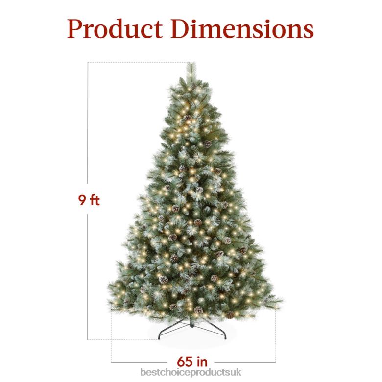 Seasonal Best Choice ProductsPre-Lit Frosted Artificial Scotch Pine Christmas Tree N62R235 Metal Stand