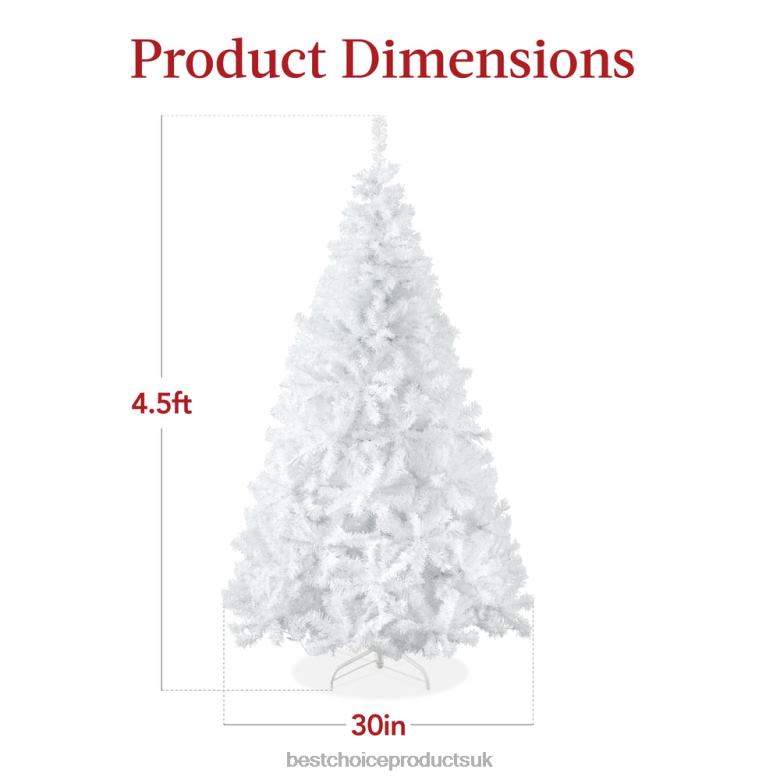 Seasonal Best Choice ProductsPre-Lit Hinged Artificial White Pine Christmas Tree w/ Lights N62R184 Metal Stand