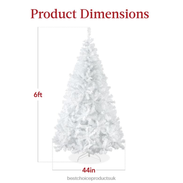 Seasonal Best Choice ProductsPre-Lit Hinged Artificial White Pine Christmas Tree w/ Lights N62R185 Metal Stand