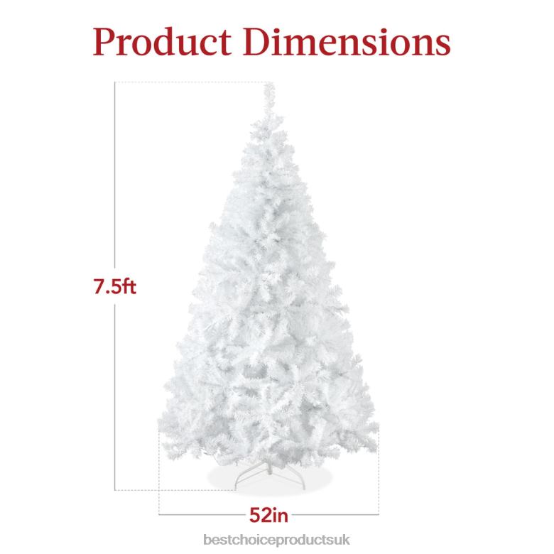 Seasonal Best Choice ProductsPre-Lit Hinged Artificial White Pine Christmas Tree w/ Lights N62R186 Metal Stand