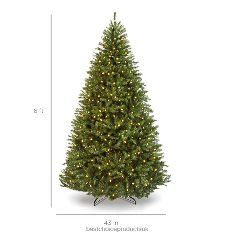 Seasonal Best Choice ProductsPre-Lit Hinged Douglas Artificial Christmas Tree N62R80 Stand