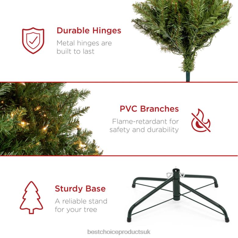 Seasonal Best Choice ProductsPre-Lit Hinged Douglas Artificial Christmas Tree N62R81 Stand