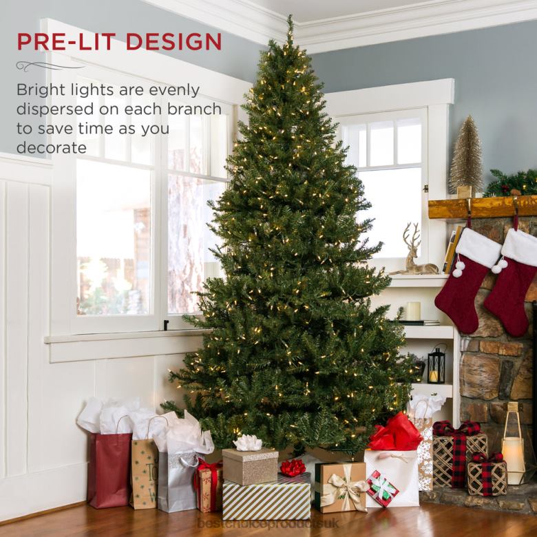 Seasonal Best Choice ProductsPre-Lit Hinged Douglas Artificial Christmas Tree N62R81 Stand