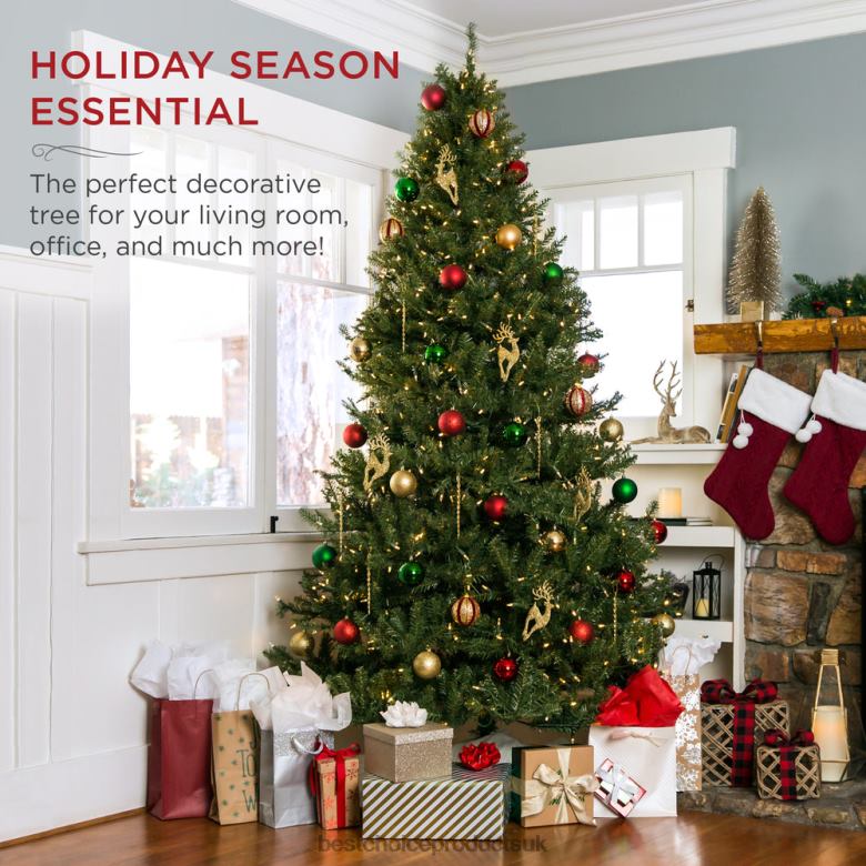 Seasonal Best Choice ProductsPre-Lit Hinged Douglas Artificial Christmas Tree N62R82 Stand