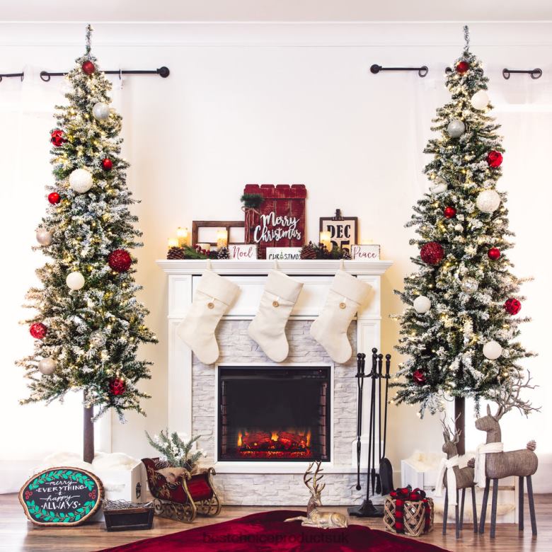 Seasonal Best Choice ProductsPre-Lit Snow Flocked Alpine Slim Pencil Christmas Tree w/ LED Lights, Stand N62R159 Beauty