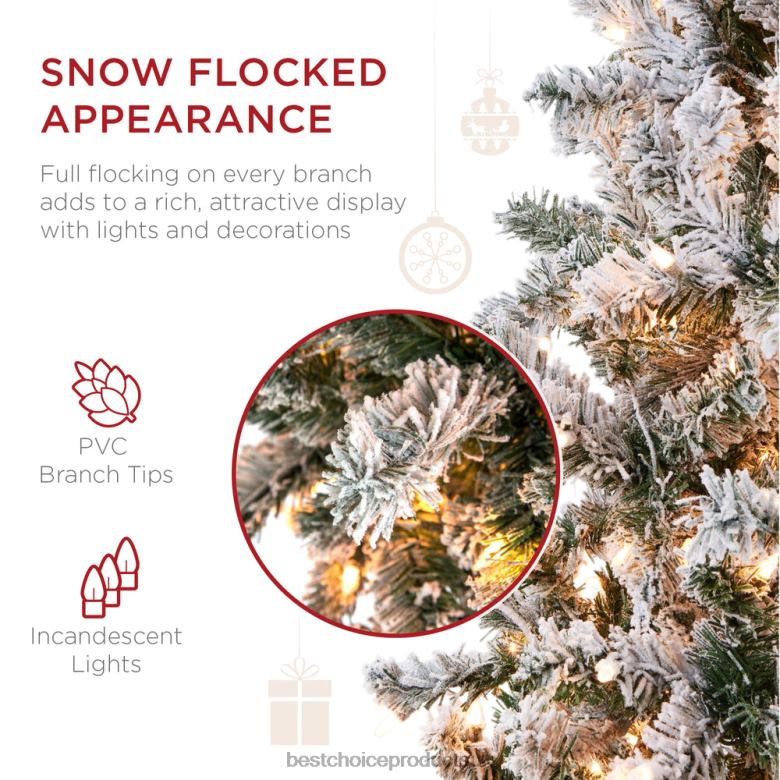 Seasonal Best Choice ProductsPre-Lit Snow Flocked Artificial Pencil Christmas Tree N62R167 Beauty