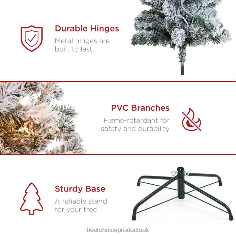 Seasonal Best Choice ProductsPre-Lit Snow Flocked Artificial Pencil Christmas Tree N62R167 Beauty