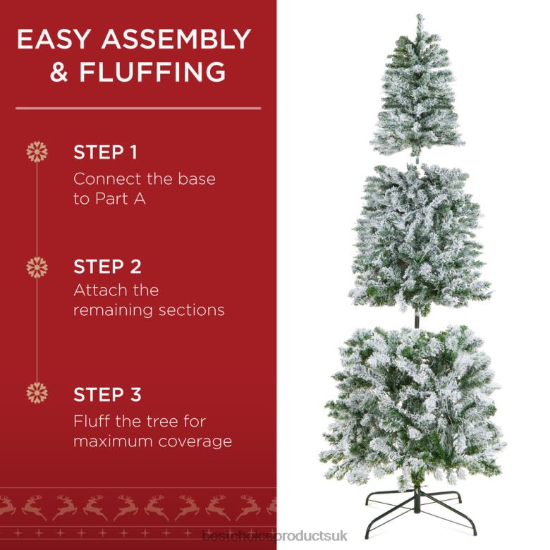 Seasonal Best Choice ProductsPre-Lit Snow Flocked Artificial Pencil Christmas Tree N62R169 Beauty