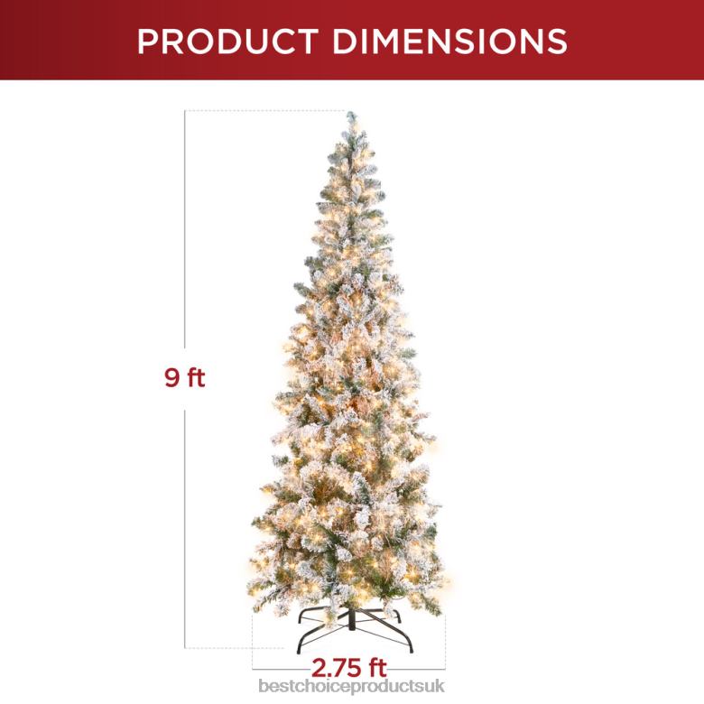 Seasonal Best Choice ProductsPre-Lit Snow Flocked Artificial Pencil Christmas Tree N62R169 Beauty