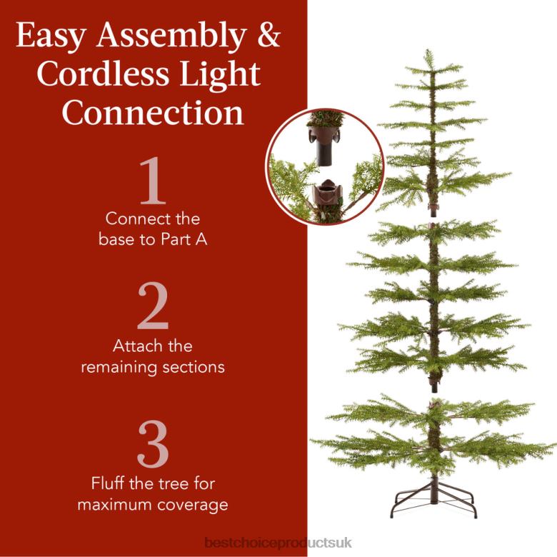Seasonal Best Choice ProductsPre-Lit Sparse Christmas Tree w/ 2-in-1 LED Lights, Cordless Connection N62R87 Beauty