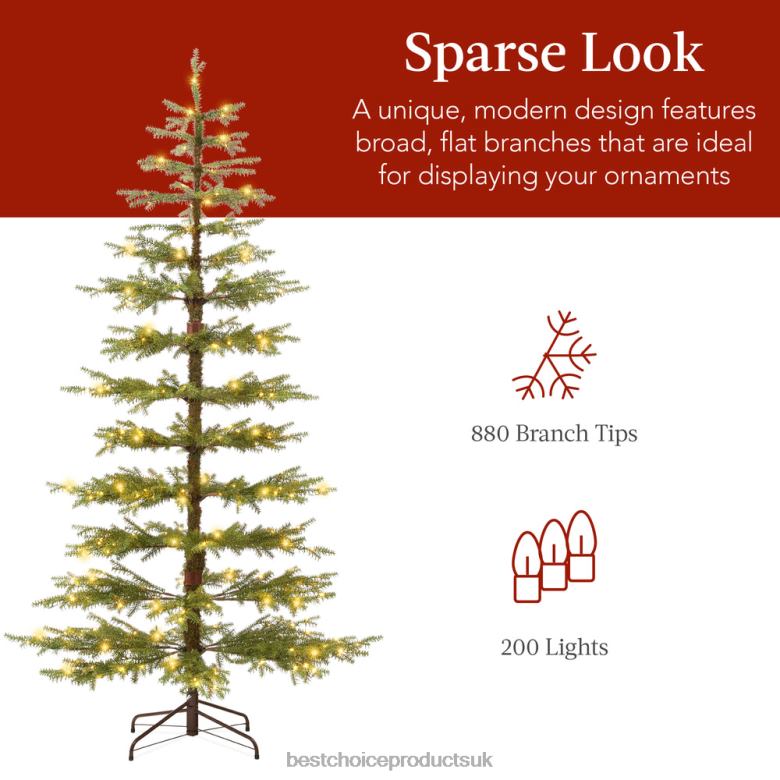 Seasonal Best Choice ProductsPre-Lit Sparse Christmas Tree w/ 2-in-1 LED Lights, Cordless Connection N62R87 Beauty