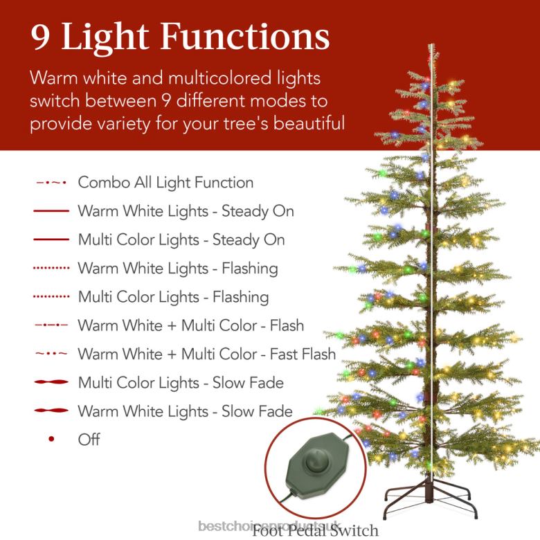 Seasonal Best Choice ProductsPre-Lit Sparse Christmas Tree w/ 2-in-1 LED Lights, Cordless Connection N62R87 Beauty
