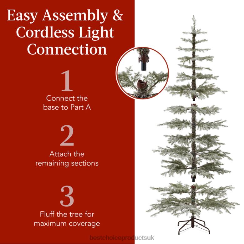 Seasonal Best Choice ProductsPre-Lit Sparse Flocked Christmas Tree w/ 2-in-1 LEDs, Cordless Connection N62R92 Beauty