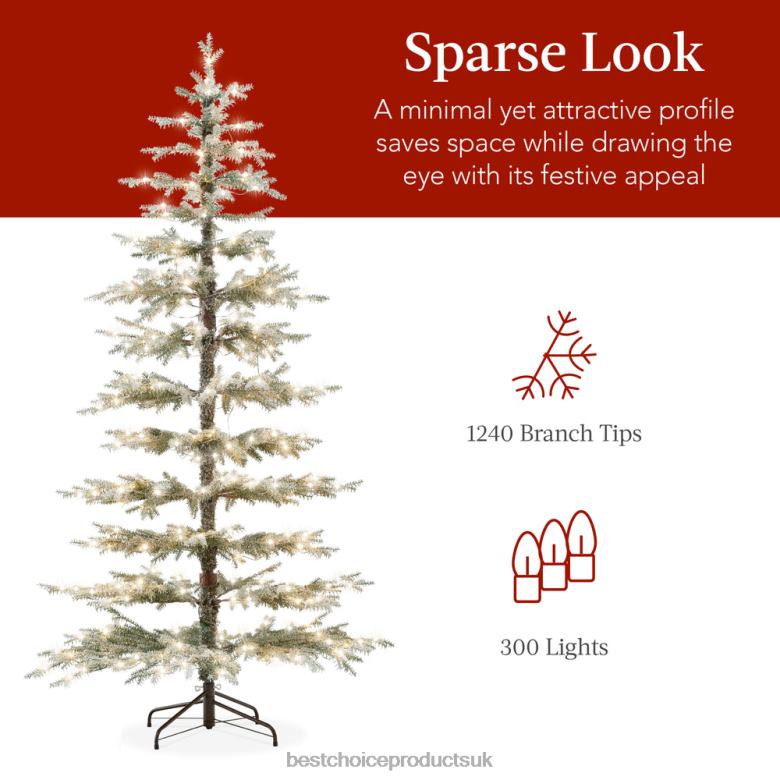 Seasonal Best Choice ProductsPre-Lit Sparse Flocked Christmas Tree w/ 2-in-1 LEDs, Cordless Connection N62R92 Beauty