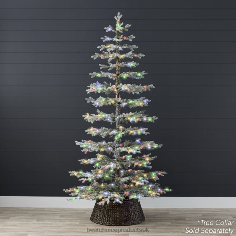 Seasonal Best Choice ProductsPre-Lit Sparse Flocked Christmas Tree w/ 2-in-1 LEDs, Cordless Connection N62R93 Beauty