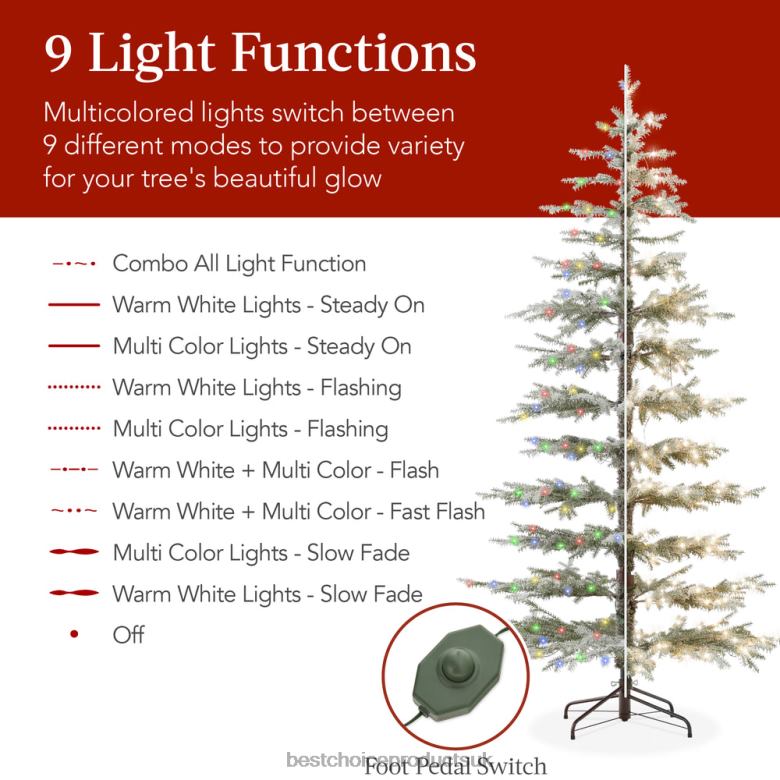 Seasonal Best Choice ProductsPre-Lit Sparse Flocked Christmas Tree w/ 2-in-1 LEDs, Cordless Connection N62R93 Beauty