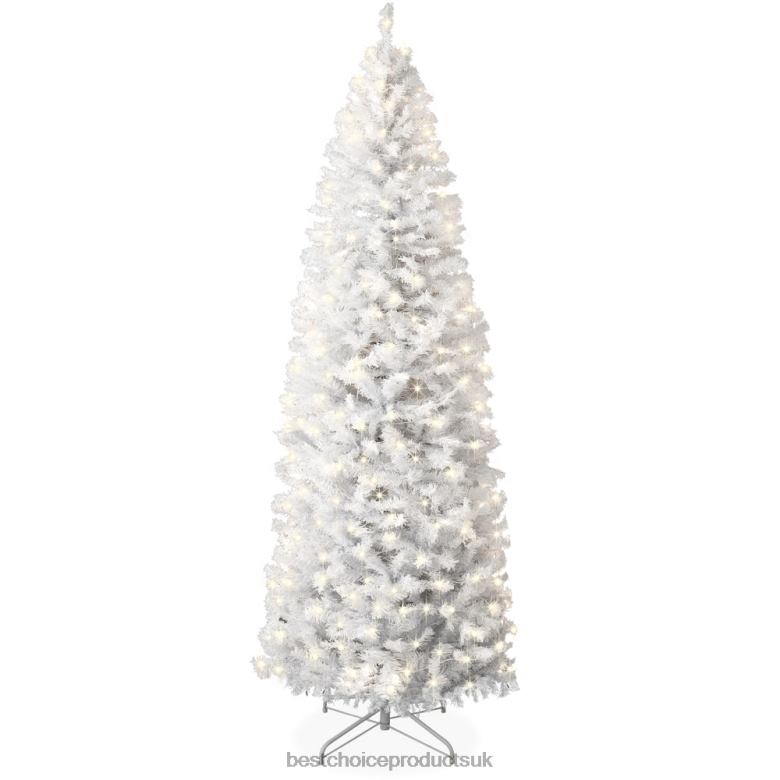 Seasonal Best Choice ProductsPre-Lit White Pencil Christmas Tree w/ Metal Base, Incandescent Lights N62R257 Beauty