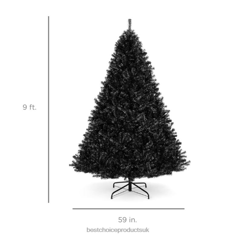 Seasonal Best Choice ProductsArtificial Black Christmas Tree w/ Easy Assembly, Foldable Metal Stand N62R116 Beauty