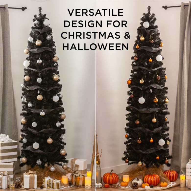 Seasonal Best Choice ProductsBlack Artificial Pencil Holiday Christmas Tree N62R189 Beauty