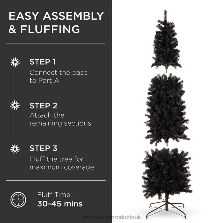 Seasonal Best Choice ProductsBlack Artificial Pencil Holiday Christmas Tree N62R189 Beauty