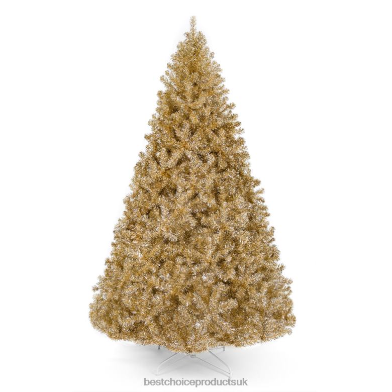 Seasonal Best Choice ProductsChampagne Gold Artificial Tinsel Christmas Tree w/ Foldable Stand N62R239 Beauty