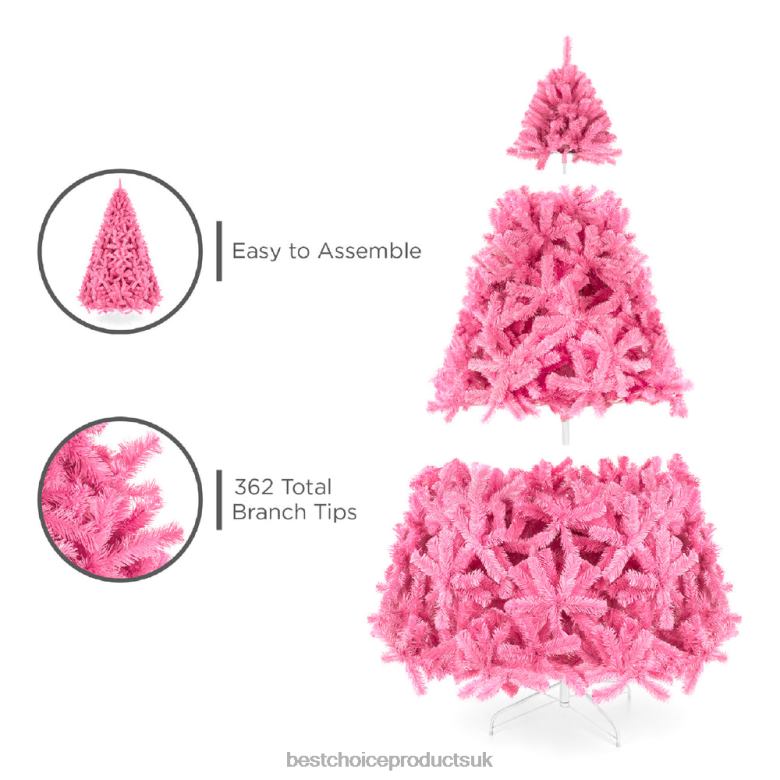 Seasonal Best Choice ProductsPink Artificial Fir Christmas Tree w/ Foldable Stand N62R190 Beauty