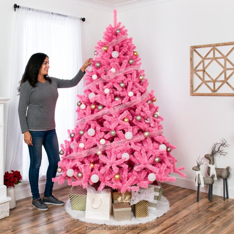 Seasonal Best Choice ProductsPink Artificial Fir Christmas Tree w/ Foldable Stand N62R192 Beauty
