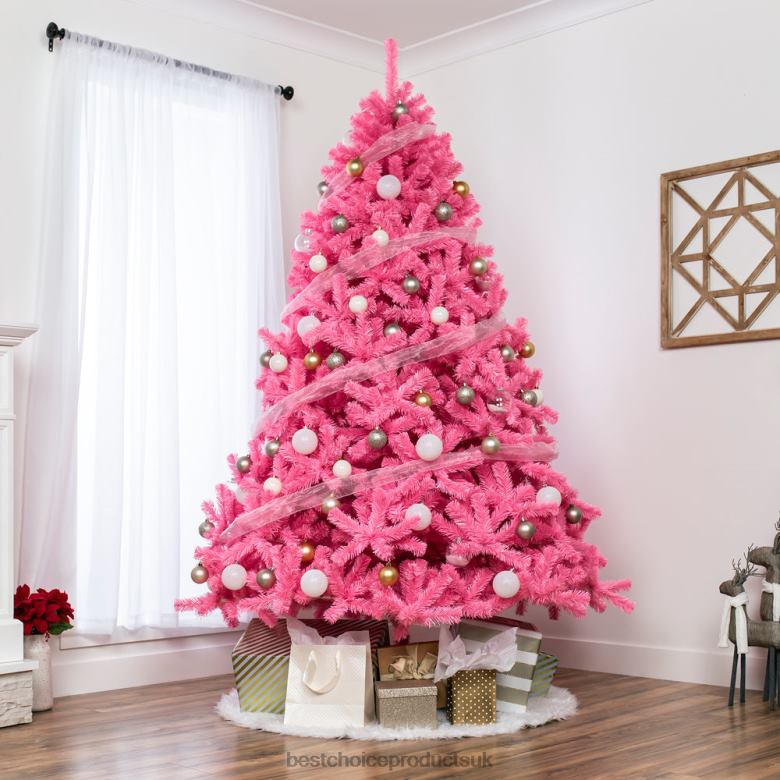 Seasonal Best Choice ProductsPink Artificial Fir Christmas Tree w/ Foldable Stand N62R192 Beauty