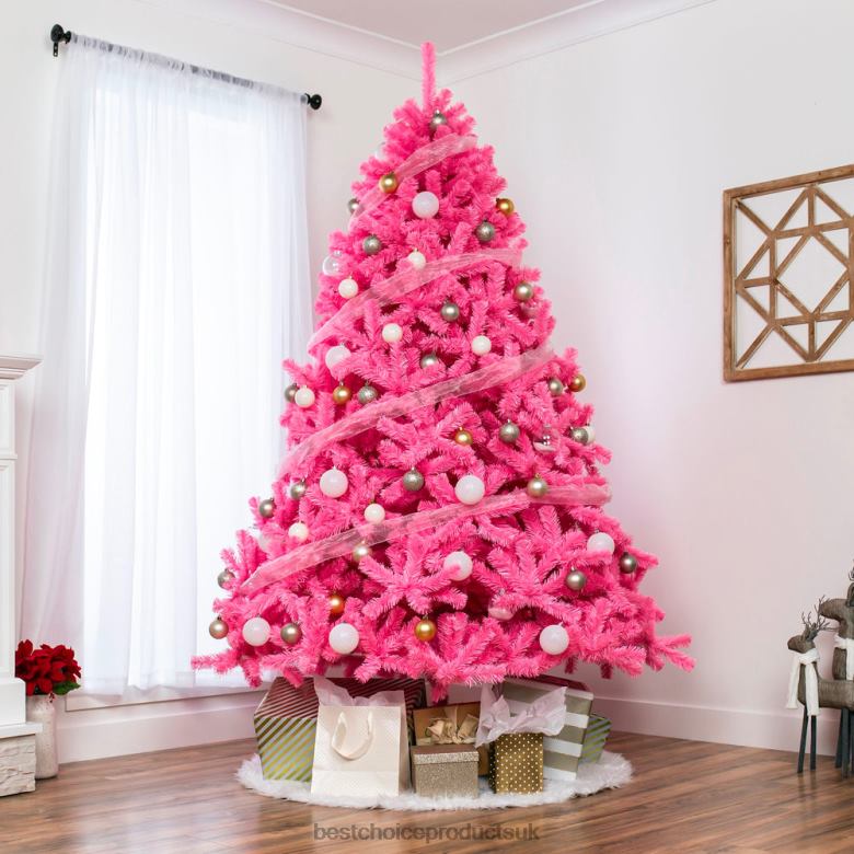 Seasonal Best Choice ProductsPink Artificial Fir Christmas Tree w/ Foldable Stand N62R193 Beauty