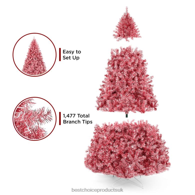 Seasonal Best Choice ProductsPink Artificial Tinsel Christmas Tree w/ Foldable Stand N62R178 Beauty