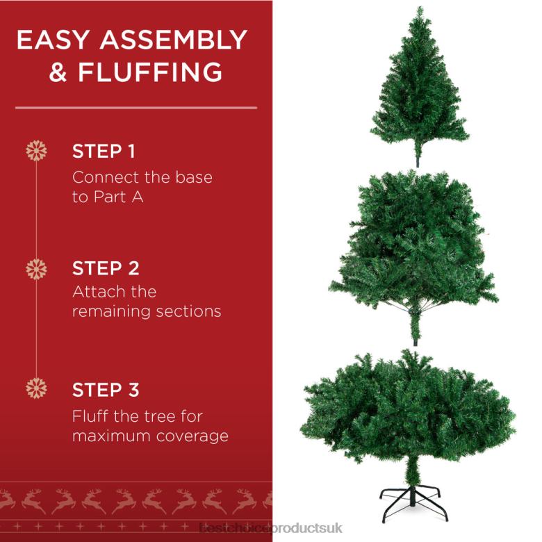 Seasonal Best Choice ProductsPremium Artificial Pine Christmas Tree w/ Foldable Metal Base N62R133 Beauty