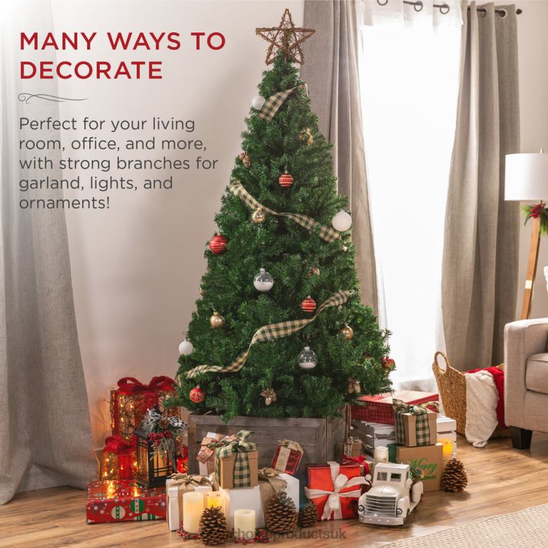 Seasonal Best Choice ProductsPremium Artificial Pine Christmas Tree w/ Foldable Metal Base N62R133 Beauty