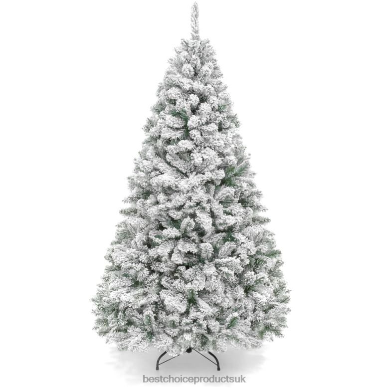 Seasonal Best Choice ProductsPremium Snow Flocked Artificial Pine Christmas Tree w/ Foldable Metal Base N62R15 Beauty