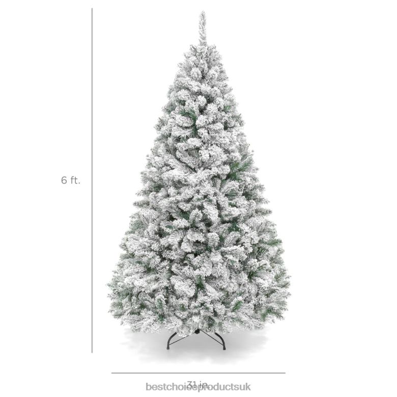 Seasonal Best Choice ProductsPremium Snow Flocked Artificial Pine Christmas Tree w/ Foldable Metal Base N62R15 Beauty