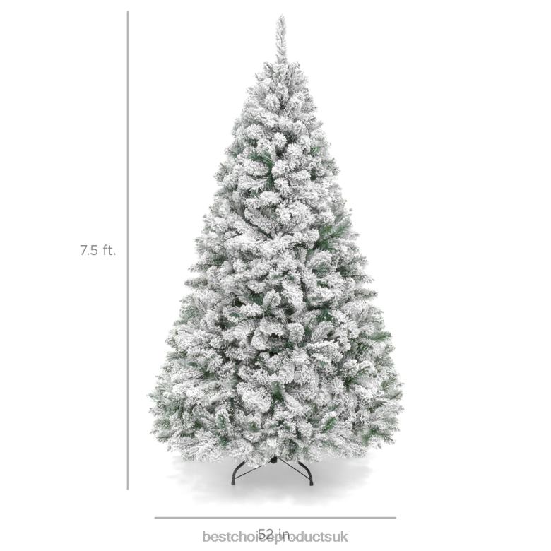 Seasonal Best Choice ProductsPremium Snow Flocked Artificial Pine Christmas Tree w/ Foldable Metal Base N62R16 Beauty