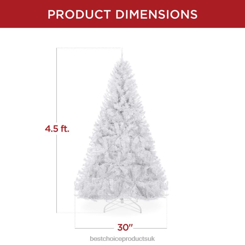 Seasonal Best Choice ProductsPremium White Artificial Pine Christmas Tree w/ Tips, Foldable Metal Base N62R198 Beauty