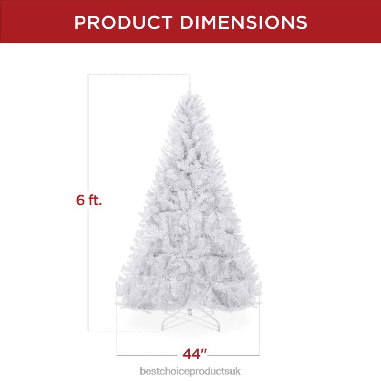 Seasonal Best Choice ProductsPremium White Artificial Pine Christmas Tree w/ Tips, Foldable Metal Base N62R199 Beauty