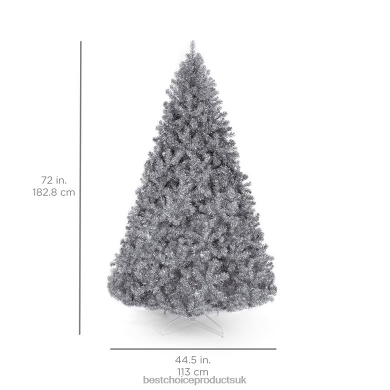 Seasonal Best Choice ProductsSilver Artificial Tinsel Christmas Tree w/ Foldable Stand N62R176 Beauty