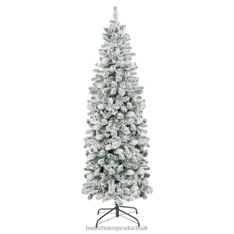 Seasonal Best Choice ProductsSnow Flocked Artificial Pencil Christmas Tree N62R195 Stand